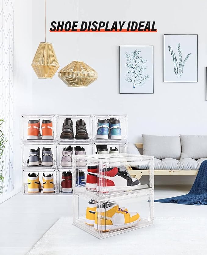 Clear Shoe Boxes Stackable 10 Pack Shoe Storage
