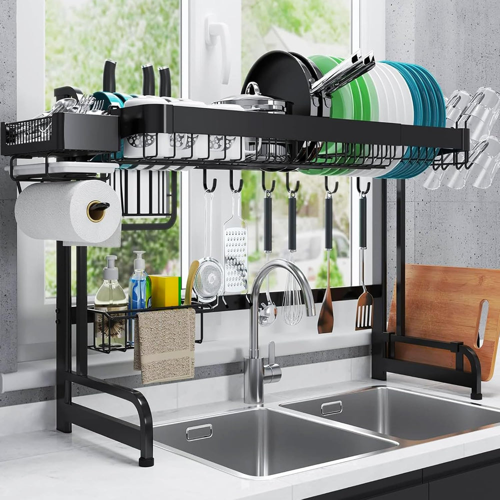 LIVOD Over Sink Dish Drainer Drying Rack, 2 Tier Full Stainless Steel Storage...