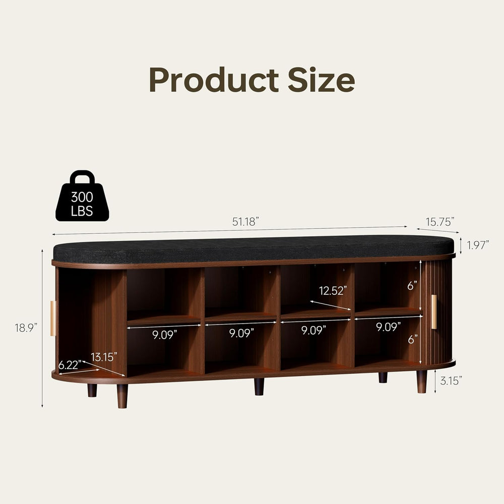 DHH 2-Tier Storage Bench,Wide Shoe Bench with Thickened Padded Seat Cushion, ...