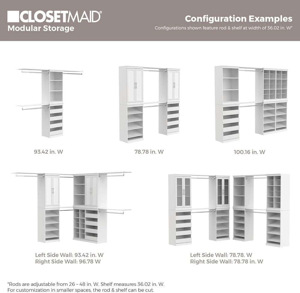 ClosetMaid Modular Storage Pair Set, 2 Glass Pane Doors, Wood Closet Organize...