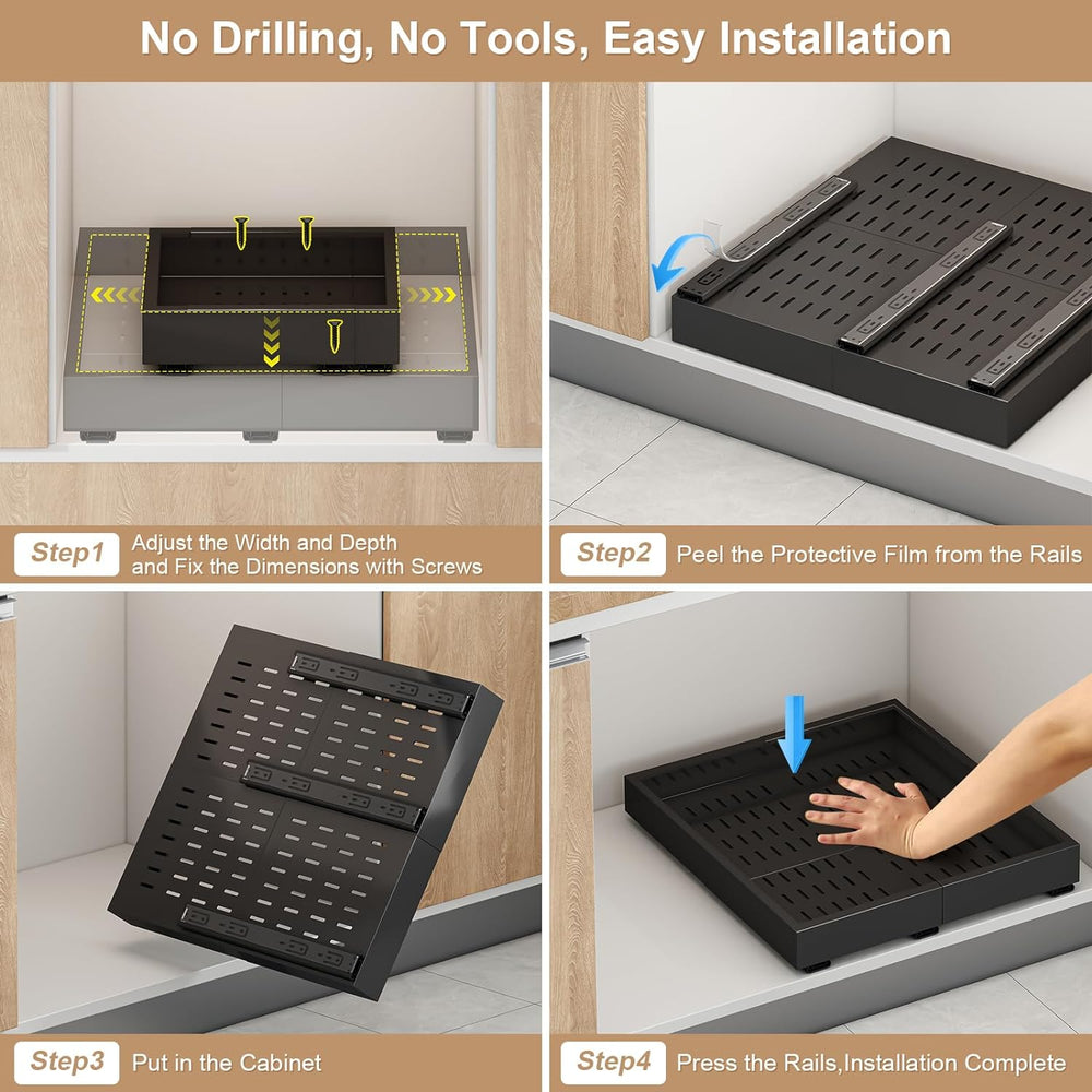 Fokyfok Pull out Cabinet Organizer,14"-21"W,17"-24"D,Expa...