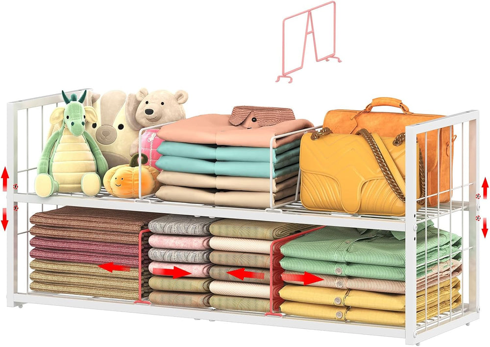 Hongtamoya Stackable Closet Storage Shelf with Adjustable Divider