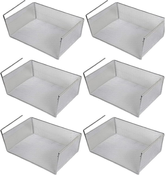 YBM HOME Under Shelf Basket (6-Pack) Mesh Stainless Steel Storage Under Cabinet Hanging Basket Rack Maximize Space in Cabinets, Pantry Room, Bathroom, Laundry Room, and More, 1131