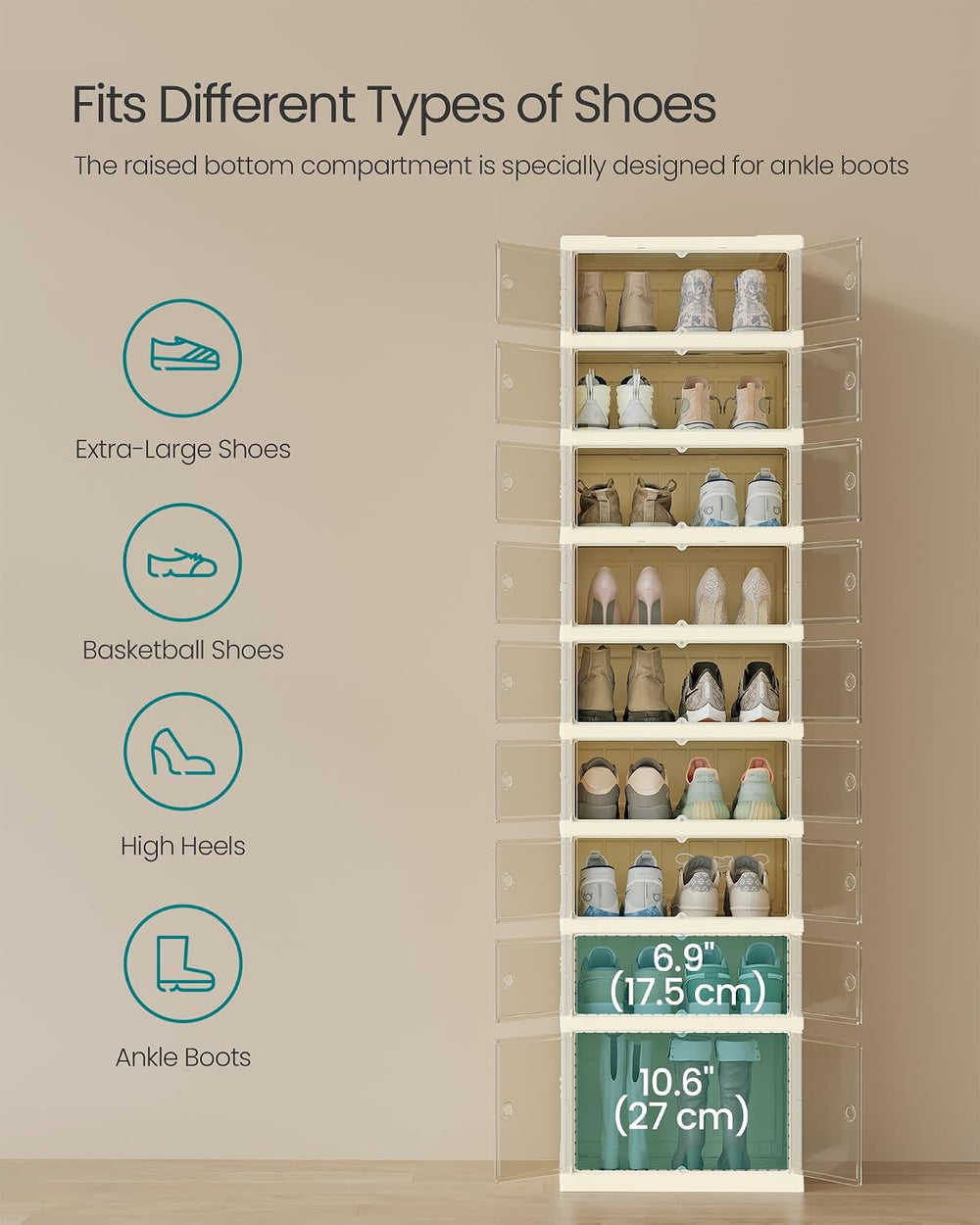 SONGMICS Foldable Shoe Storage Organizer, 9-Tier for 18 Pairs