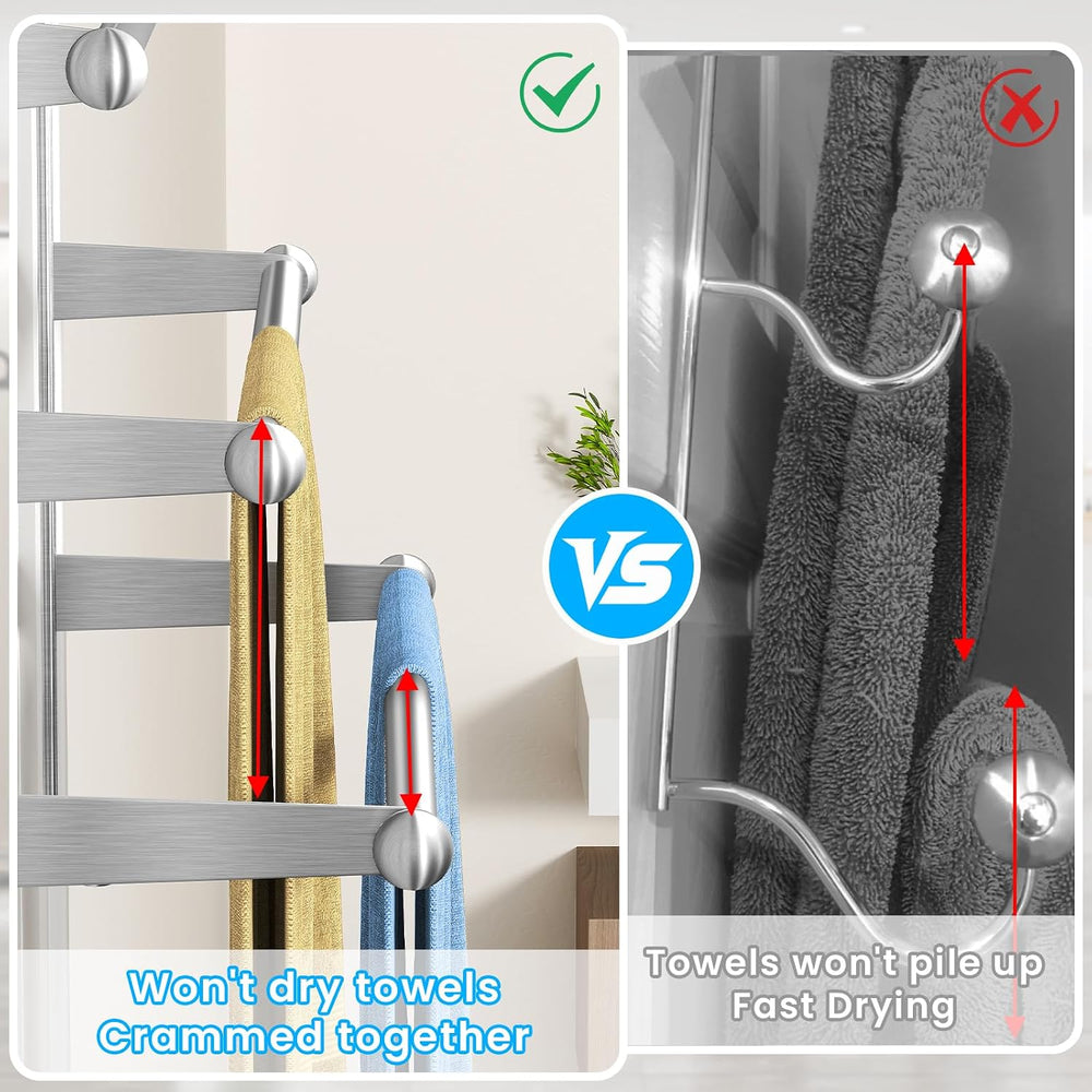 Over The Door Towel Rack,304 Stainless Steel Towel Rack with 2 Hooks, 3 Tier ...