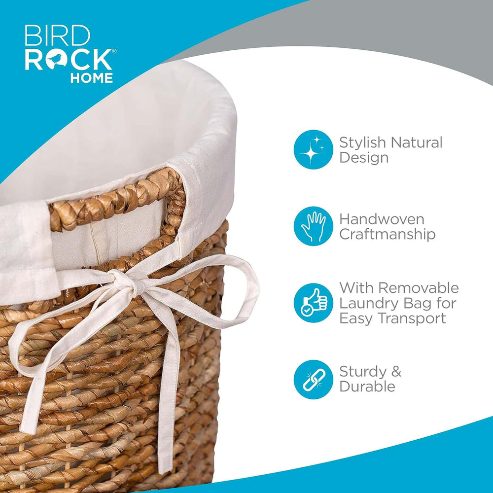 BIRDROCK HOME Seagrass Laundry Hamper with Lid & Liner - Handwoven Round ...