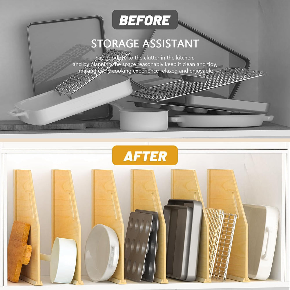 6 Pack Wood Tray Dividers Organizer For Kitchen Cabinet