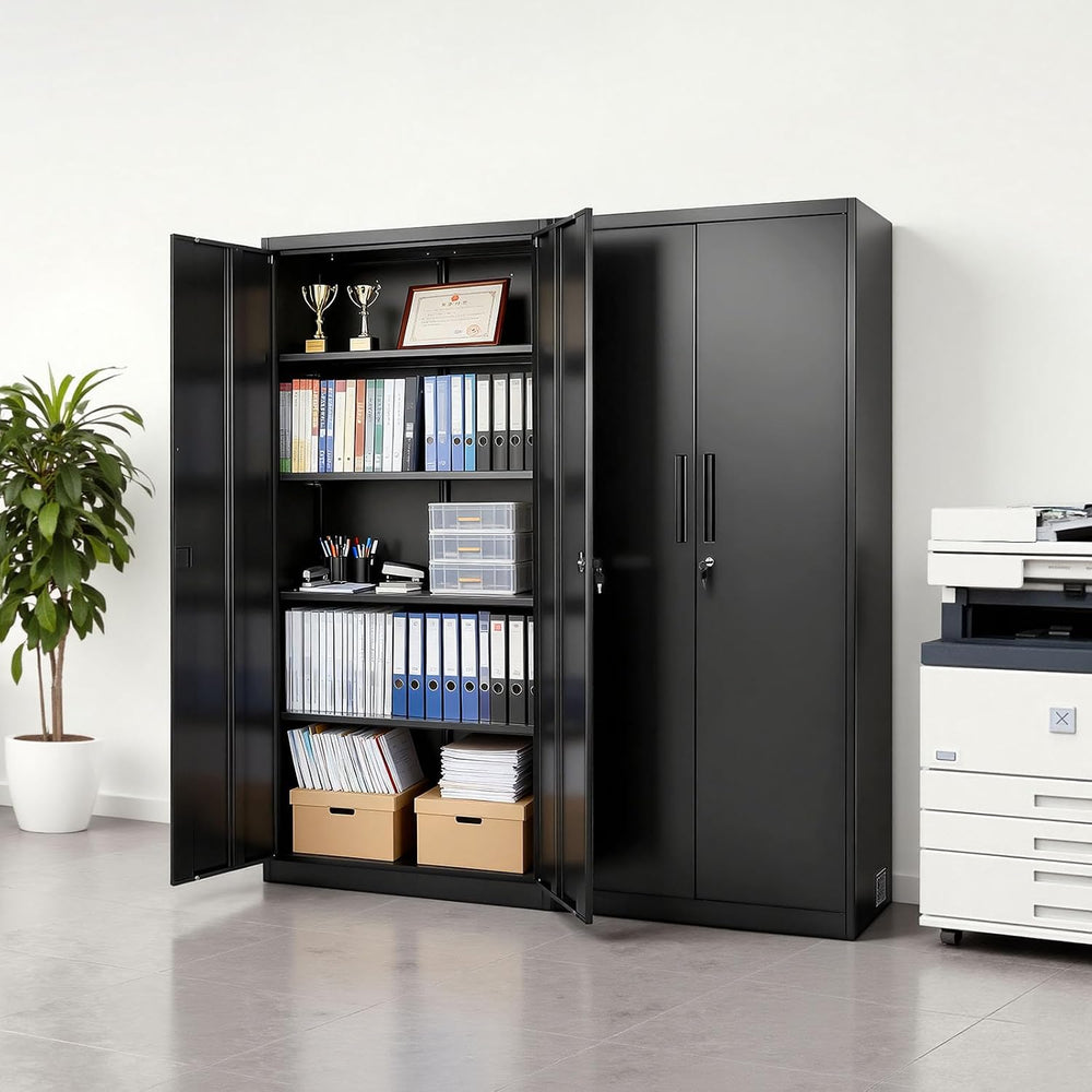 VEVOR Metal Storage Cabinet, 68.9 in Lockable Steel Garage Cabinet with 4 Adj...