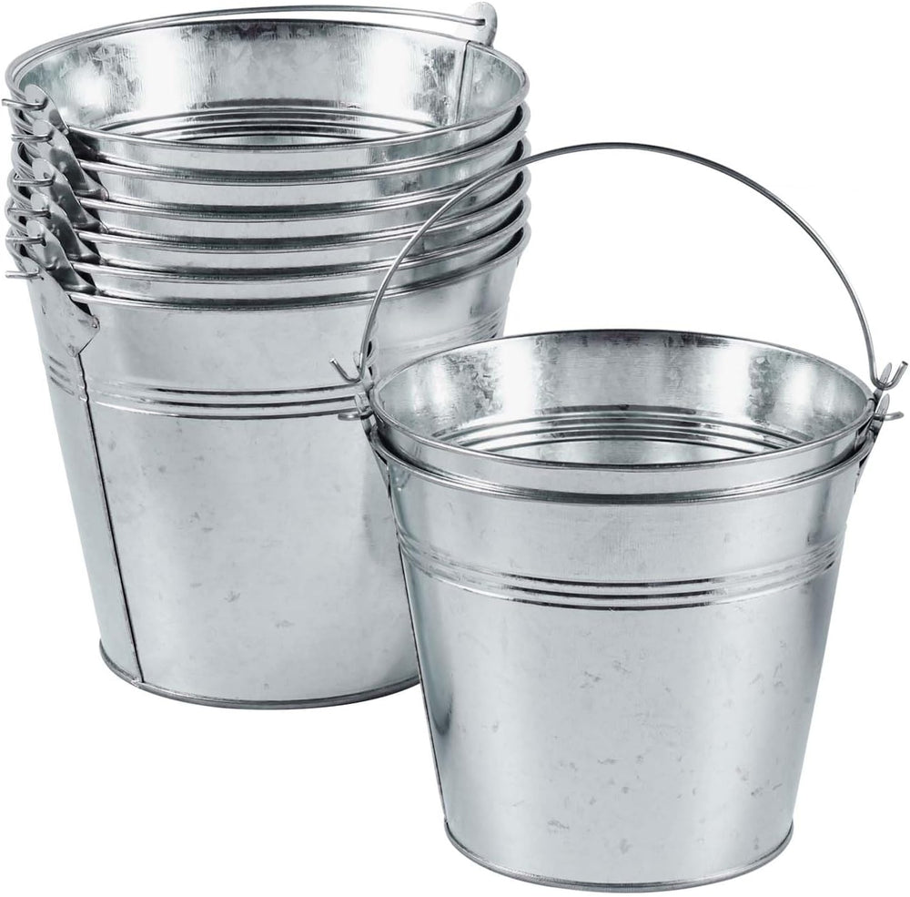 OBTANIM 8 Pack Galvanized Metal Buckets with Handle Ice Pails for Plants, Suc...
