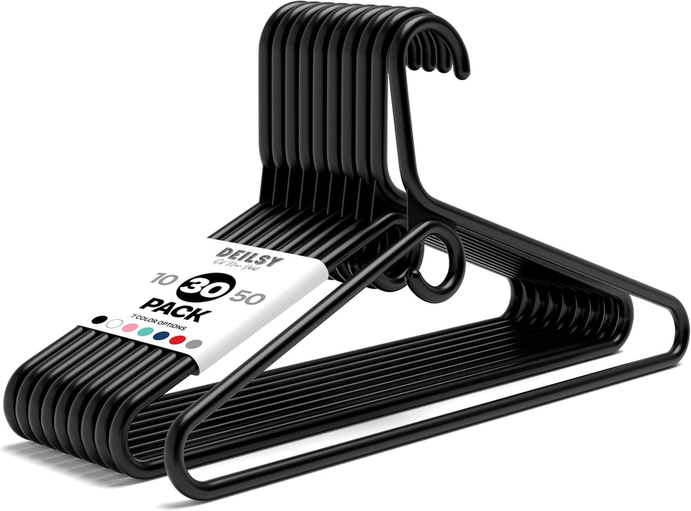 DEILSY™ Heavy Duty Plastic Hangers 30 Pack Thick Black Heavy Duty Hangers