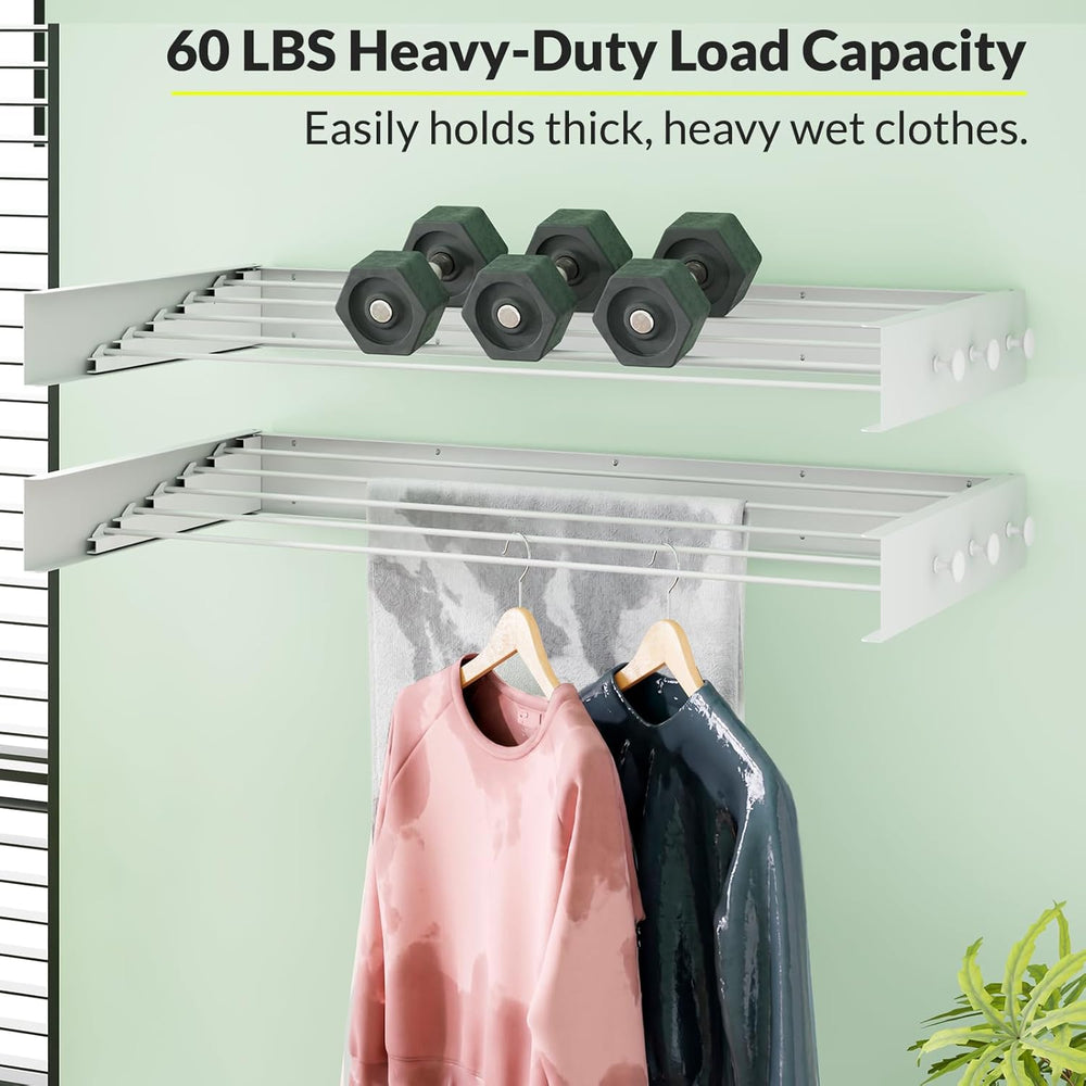 Collapsible Laundry Drying Rack Wall Mounted - 31.5 Inch Metal Clothing Dryin...