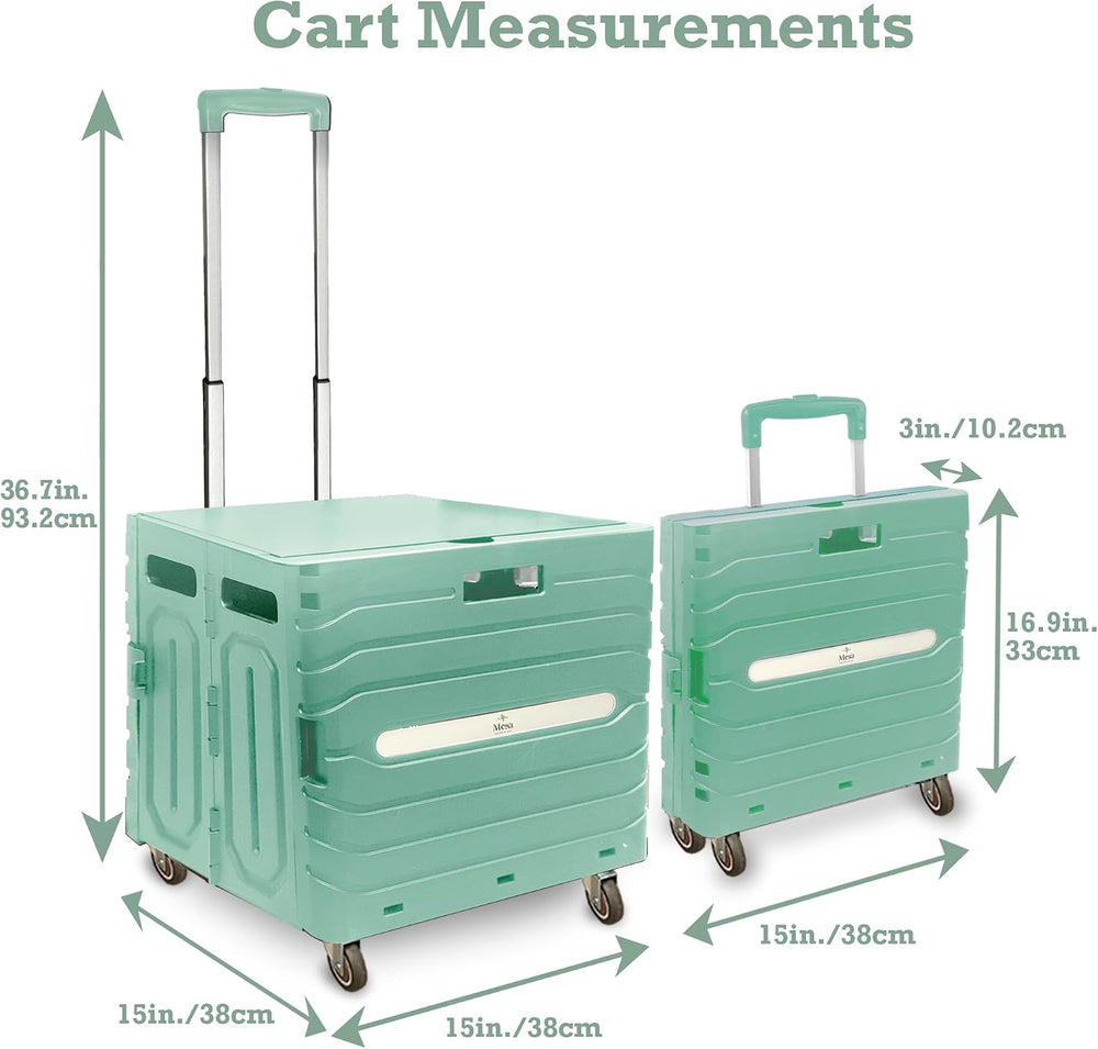 Inspired Living Collapsible Folding Utility Cart, Heavy-Duty Rolling Crate wi...