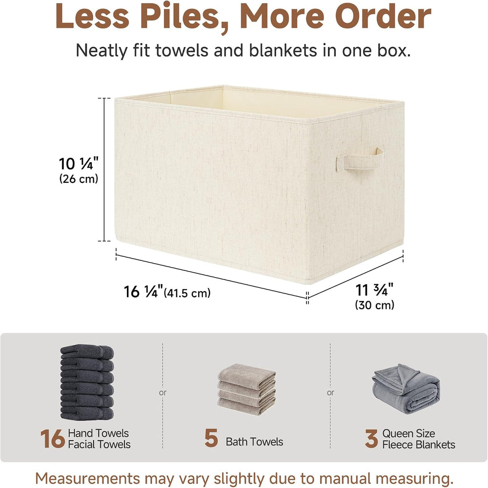 StorageWorks Closet Storage Bins, Beige (Cotton-Linen), Extra Large