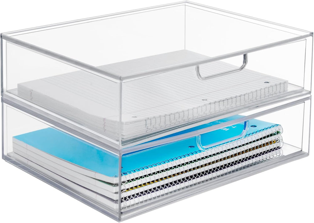 STORi STAX Plastic Stackable Organizer Drawers (Set of 2) Clear | 12.5" ...