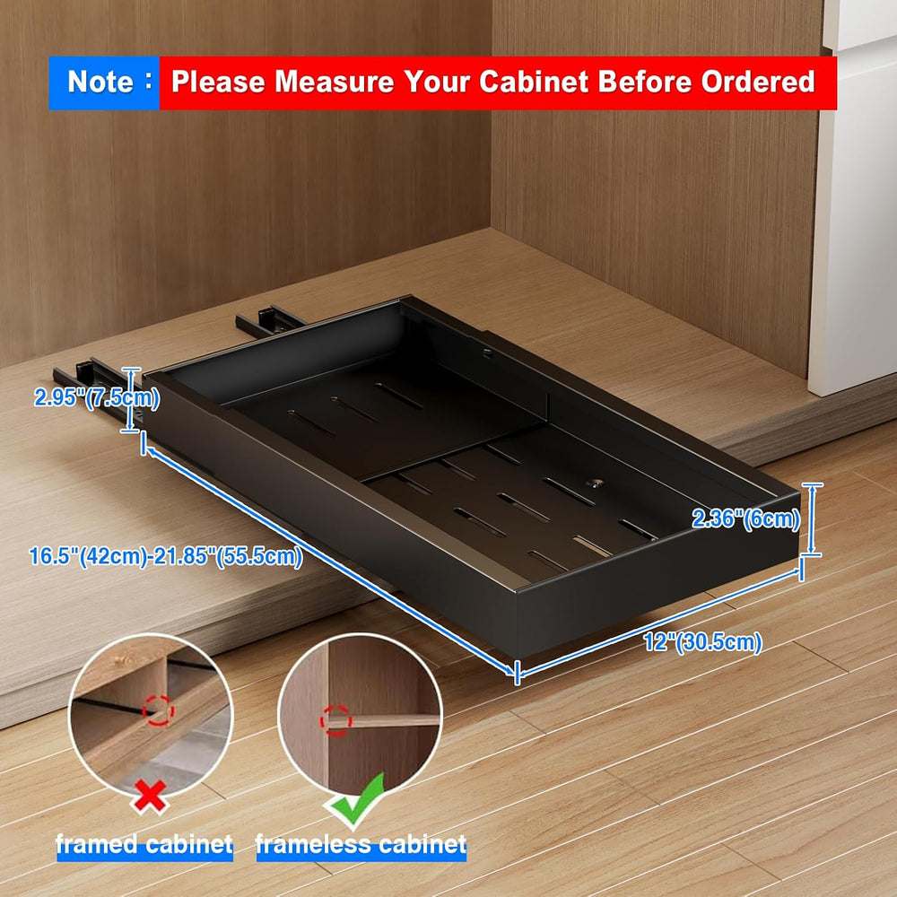 Mustorn 2 Pack Pull Out Cabinet Organizer,21.8" Deep Slide Out Drawer fo...