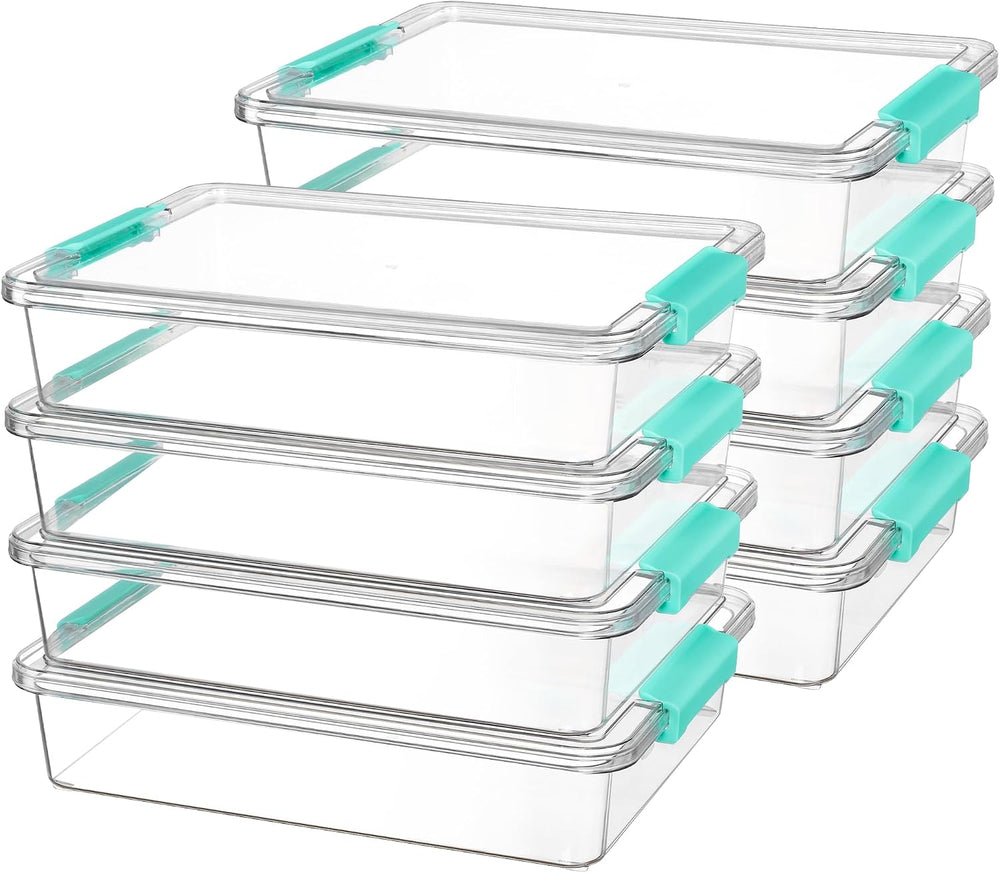 Vtopmart 8 Pack 6 Qt Plastic Storage Bins with Lids, Clear Sensory Bins