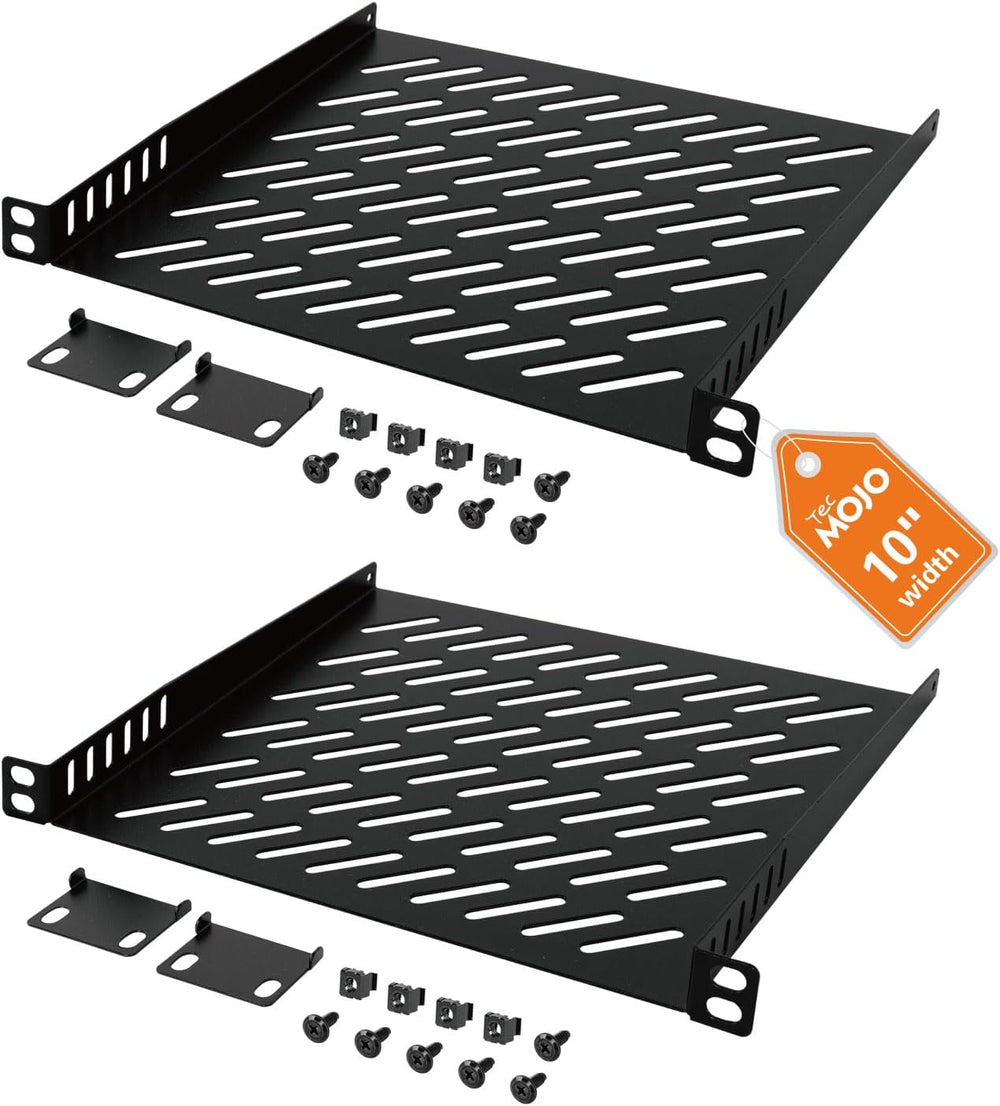 Tecmojo 2 Pack 0.5U Rack Mount Shelf for 10" Server Rack, 7.87" Dee...