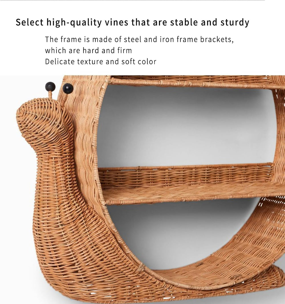 Generic Boho Arched Woven Rattan 3-Tier Wall Shelf, Snail Shaped Wall Mount, ...