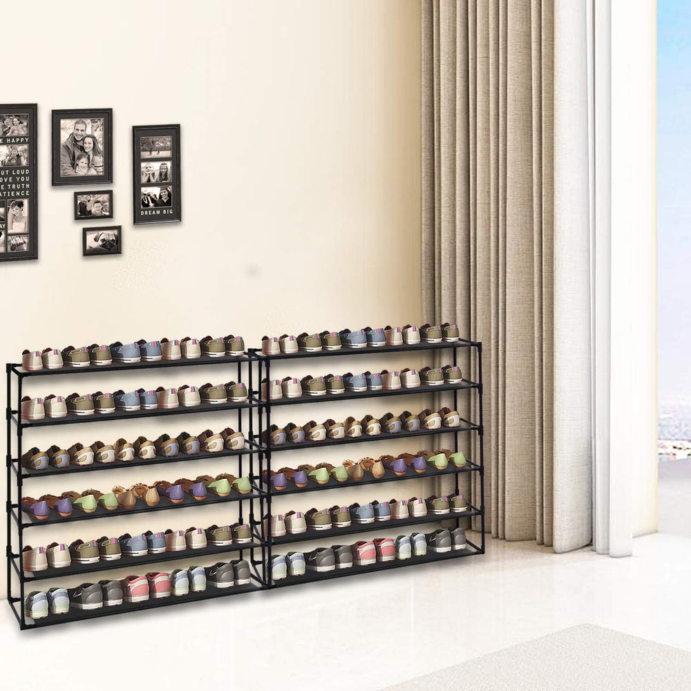 Jerry & Maggie 6 Tier Fabric Shoe Rack, 39 in W x 11 in D x 36 in H, Can ...