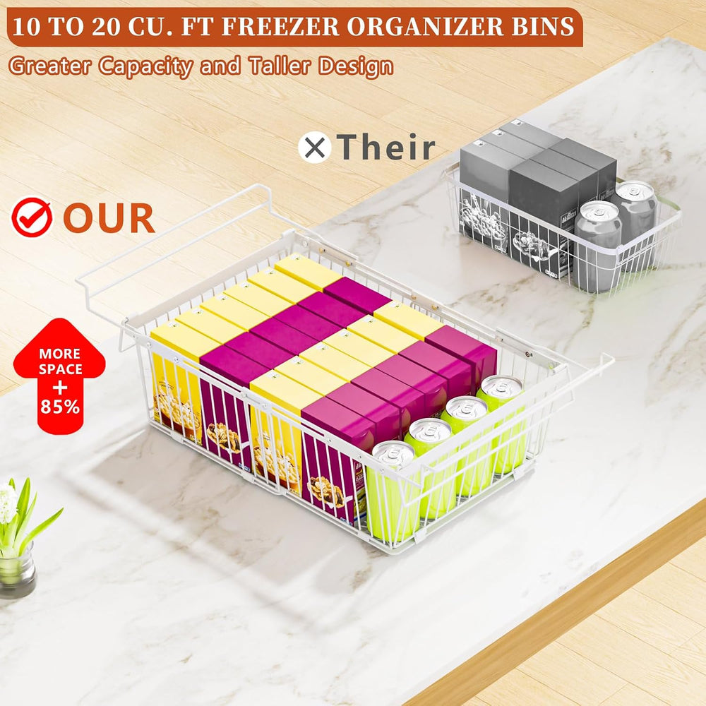 Hanging Freezer Organizer Bins for 5 to 20 Cu.Ft,Leak-Proof Bottom,2Pack