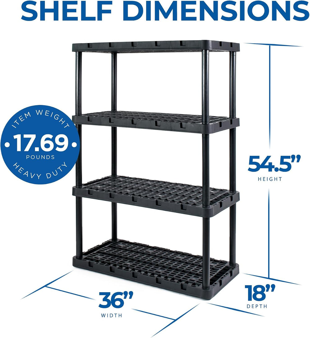 Gracious Living 3 Pack Heavy-Duty Storage Shelves, Knect-A-Shelf 4-Shelf Vent...