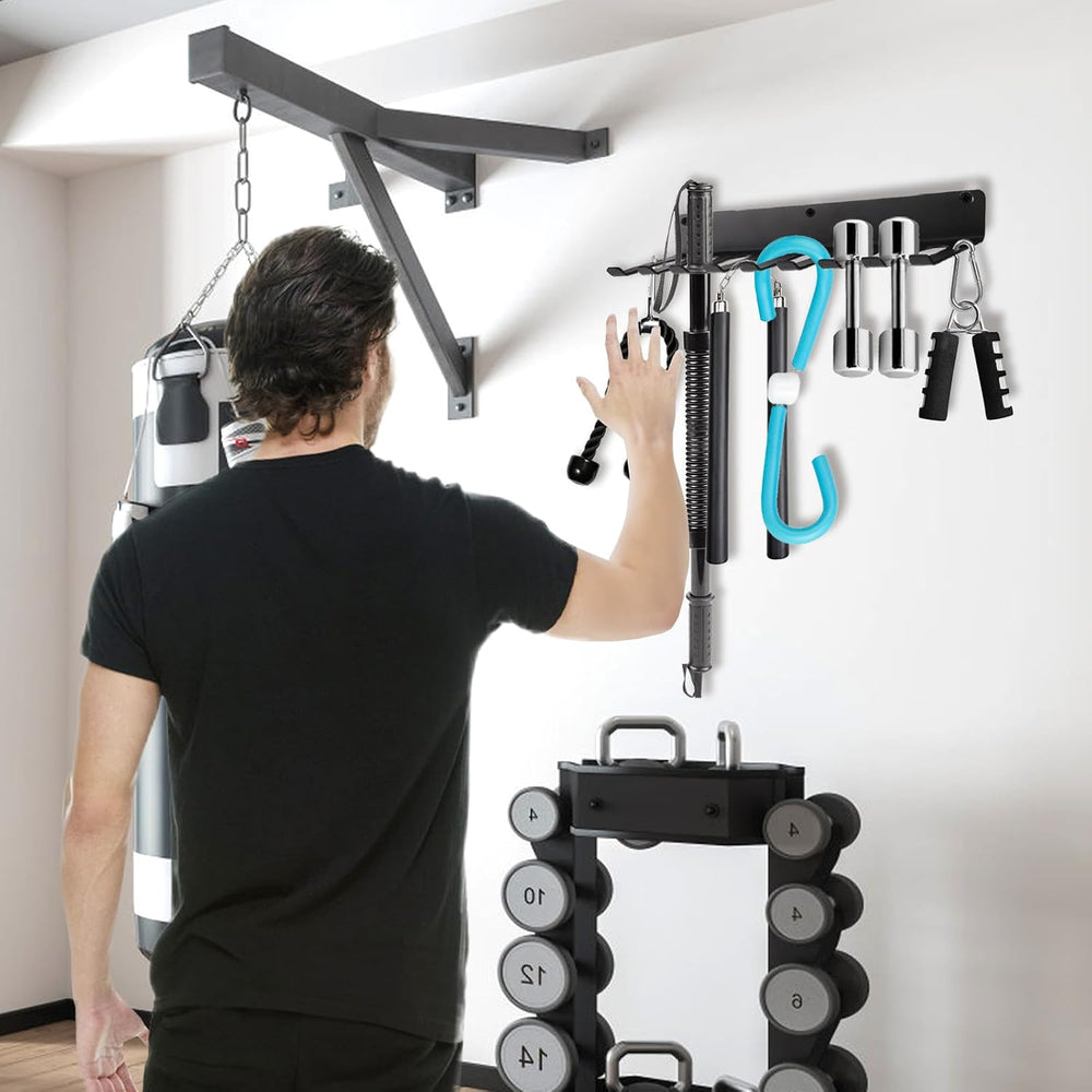 Tebery 9 Hook Home Gym Storage Rack Wall Mount, Fitness Equipment Organizer, ...