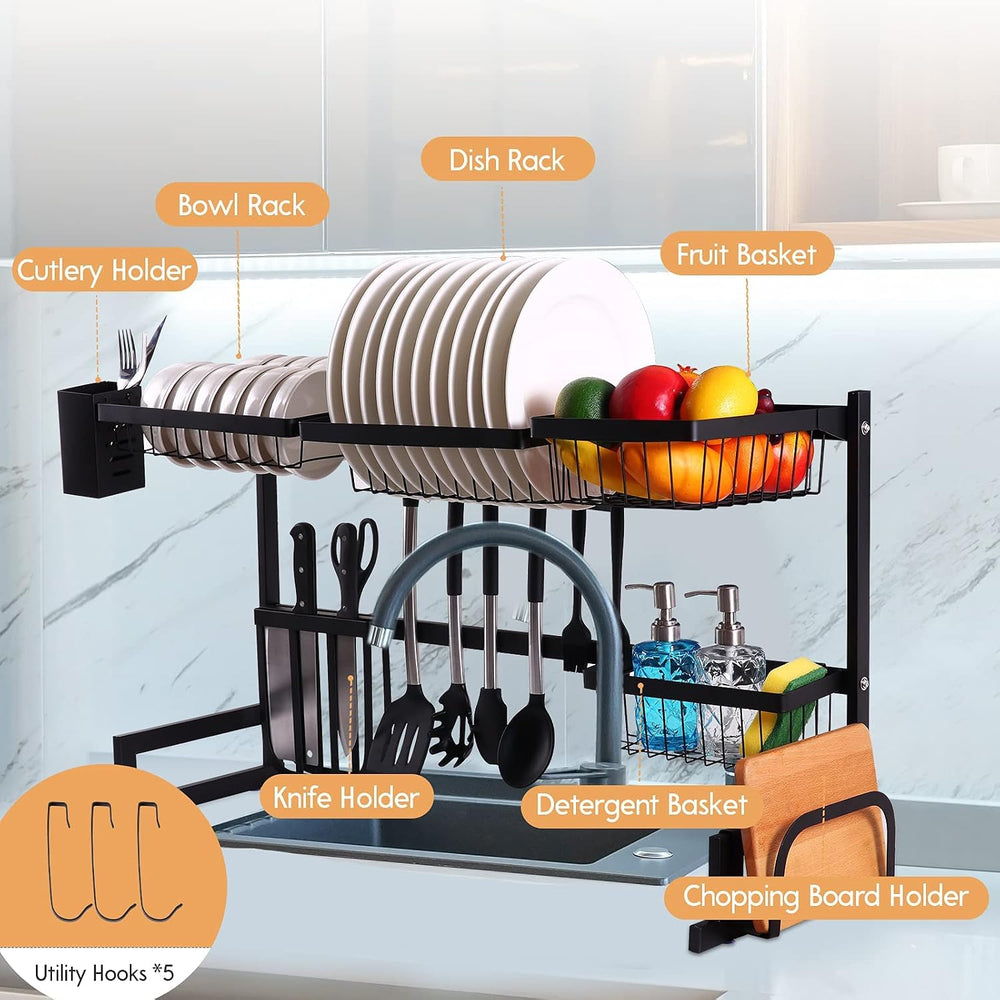 Over The Sink Dish Drying Rack, Large 2 Tier Dish Dryer Rack for Kitchen Orga...