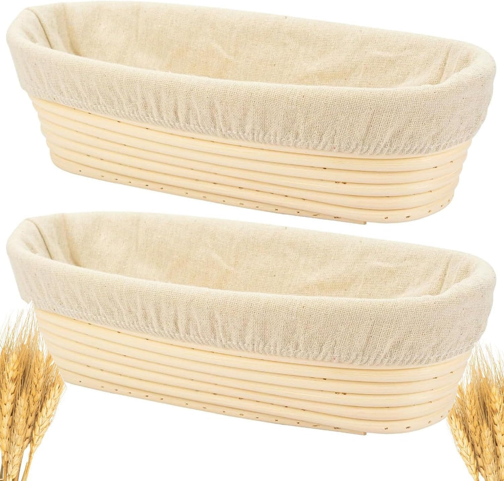 2PACK 12 inch Oval Bread Proofing Basket Banneton Bread Dough Proofing Rising...
