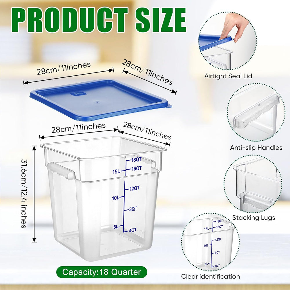 FoldTier 2 Pieces Square Food Storage Containers Polycarbonate Clear food Con...