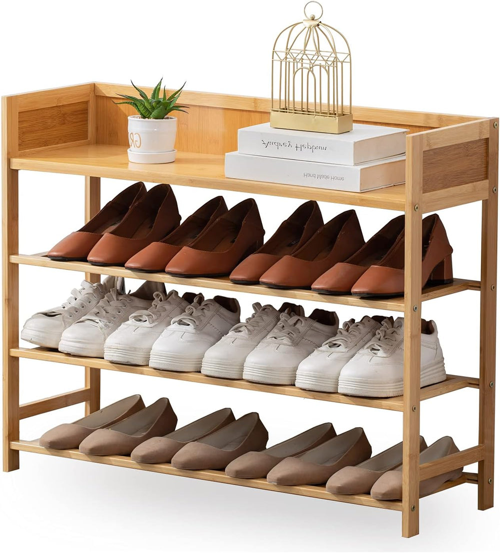SOBIBO Bamboo Shoe Rack for Closet, 4-Tier Shoe Organizer, Natural, 31.5'...