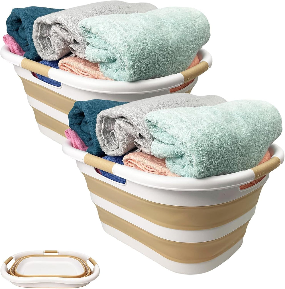 SAMMART 40L (10.5 gallon) Set of 2 Plastic Foldable Laundry Basket - Collapsi...