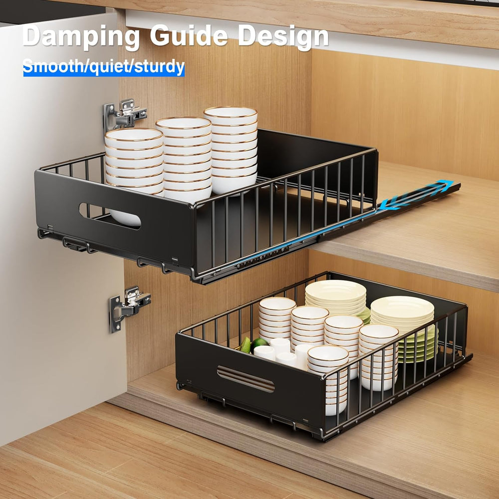 Mustorn 2 Pack Pull Out Cabinet Organizer, Slide Out Drawers for Cabinets, Pe...