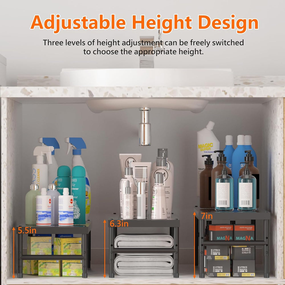 2 Pack Expandable adjustable stackable kitchen cabinet organizer,spice rack