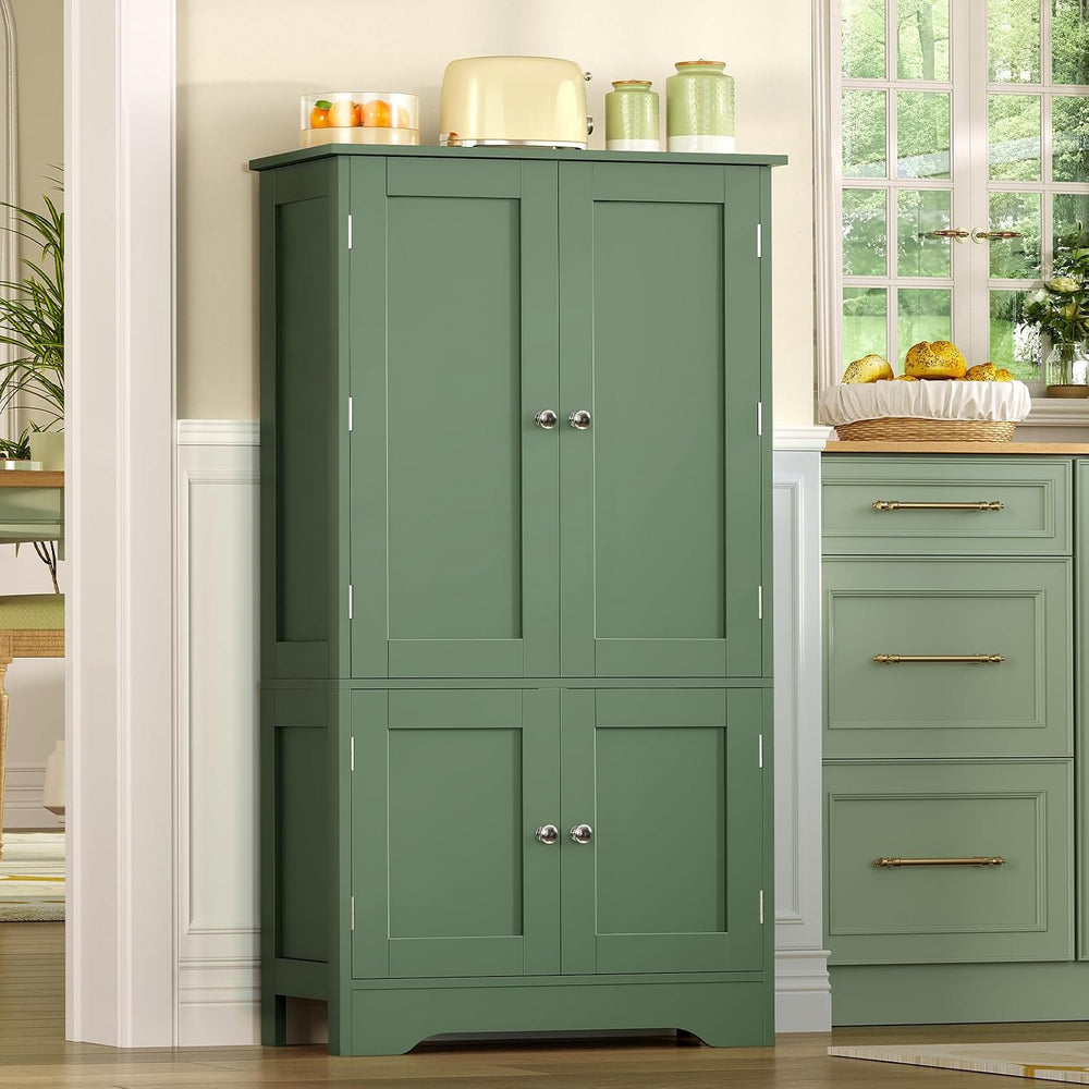 43"H Pantry Cabinet with 4 Doors, Kitchen Cabinet with 6 Door Shelves