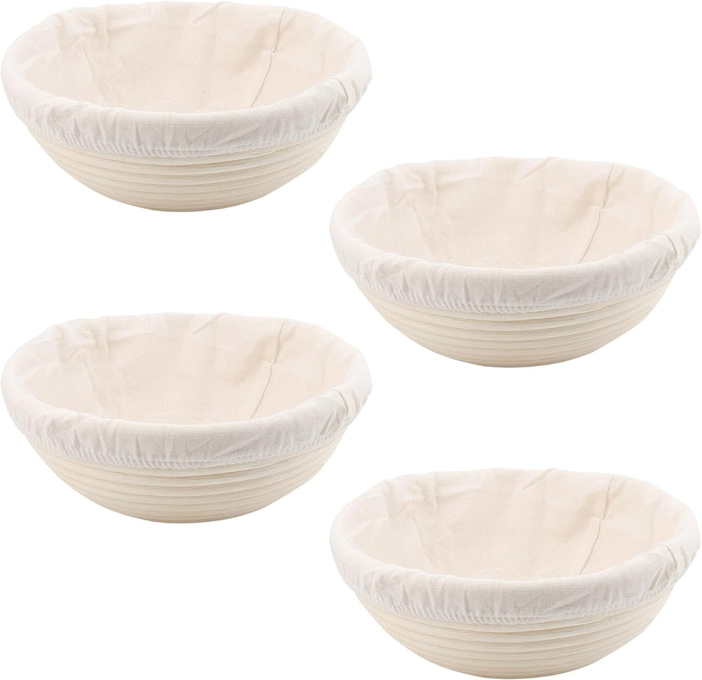 MANCHAP 4 Pcs 9 Inch Bread Proofing Basket, Round Dough Proofing Bowls and Li...