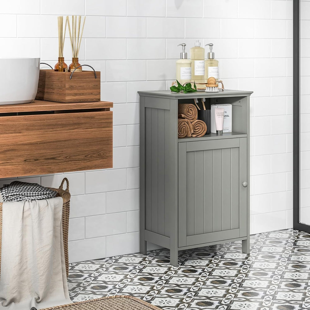 Tangkula Bathroom Storage Cabinet, Freestanding Wooden Single Door Side Floor...