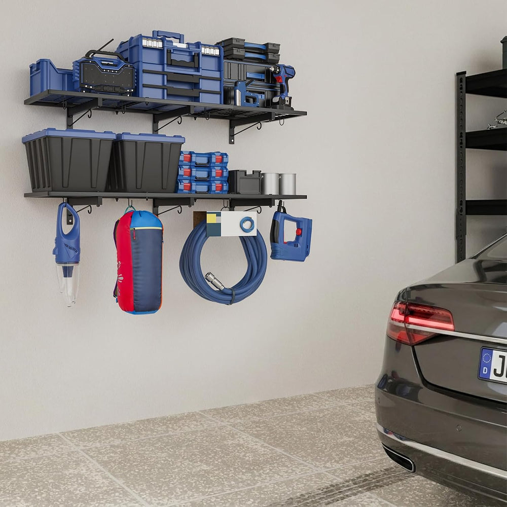 2-Pack 1x4ft Heavy Duty Garage Wall Shelving, 320 lbs Load Capacity, Garage S...