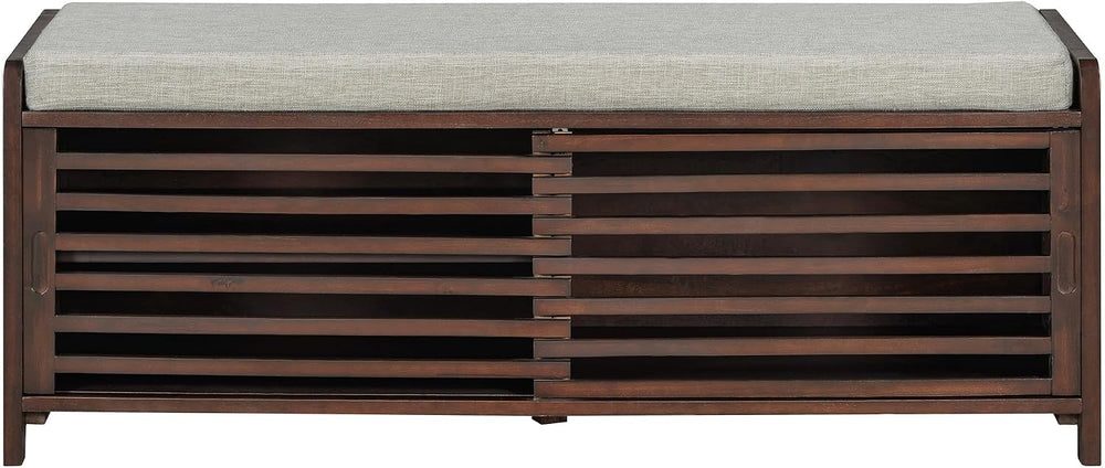 SOFTSEA 43.3" Shoe Storage Bench with Cushion, 2-Tier Entryway Bench wit...