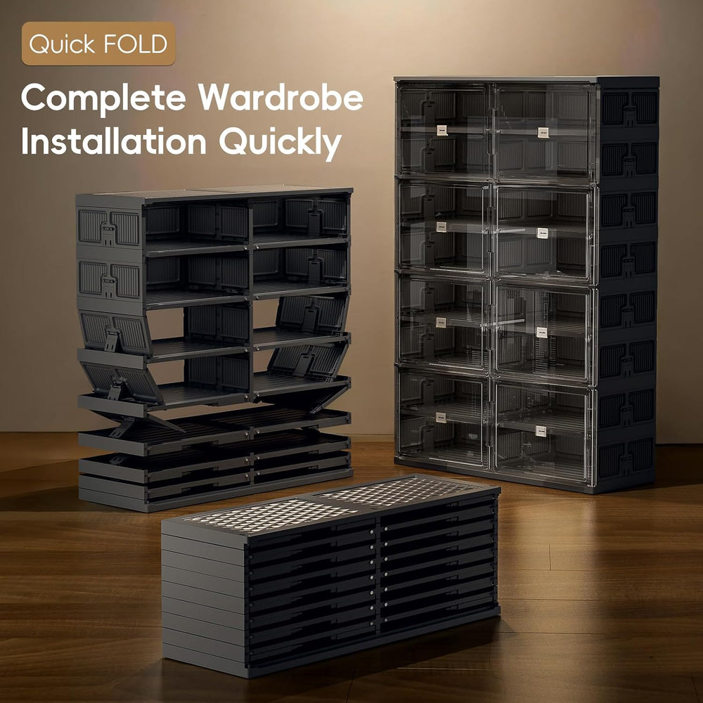 JEKO&JEKO 10-Tier Foldable Shoe Storage Cabinet with Magnetic Doors, Larg...