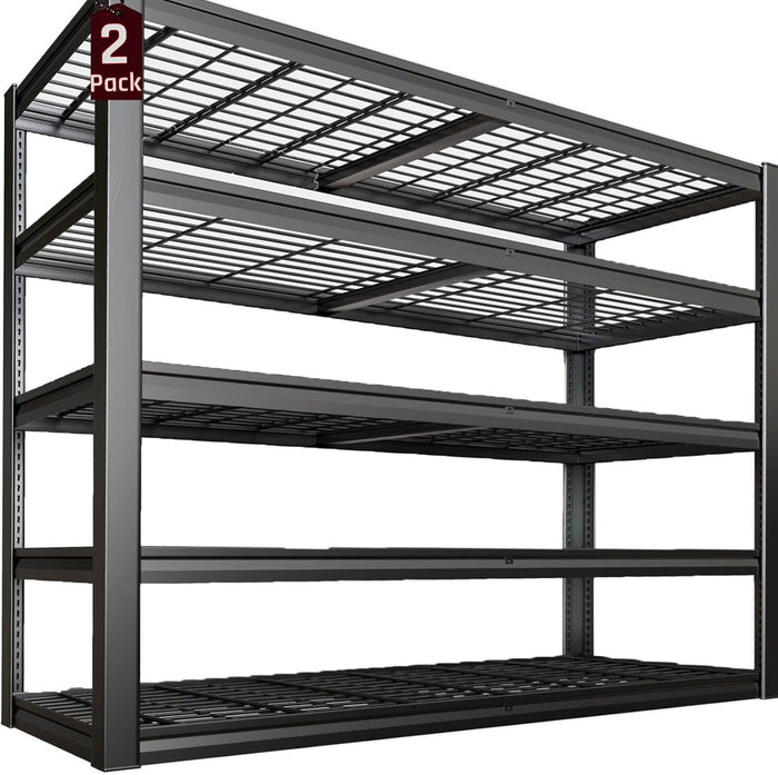 5-Tier Storage Shelves, 68" W Garage Shelving Heavy Duty Metal Adjustable Garage Shelves, Shelving Units Industrial Shelving for Warehouse, 68" W x 20" D x 84" H,2 Pack