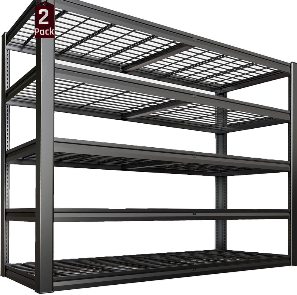 5-Tier Storage Shelves, 68" W Garage Shelving Heavy Duty Metal Adjustabl...