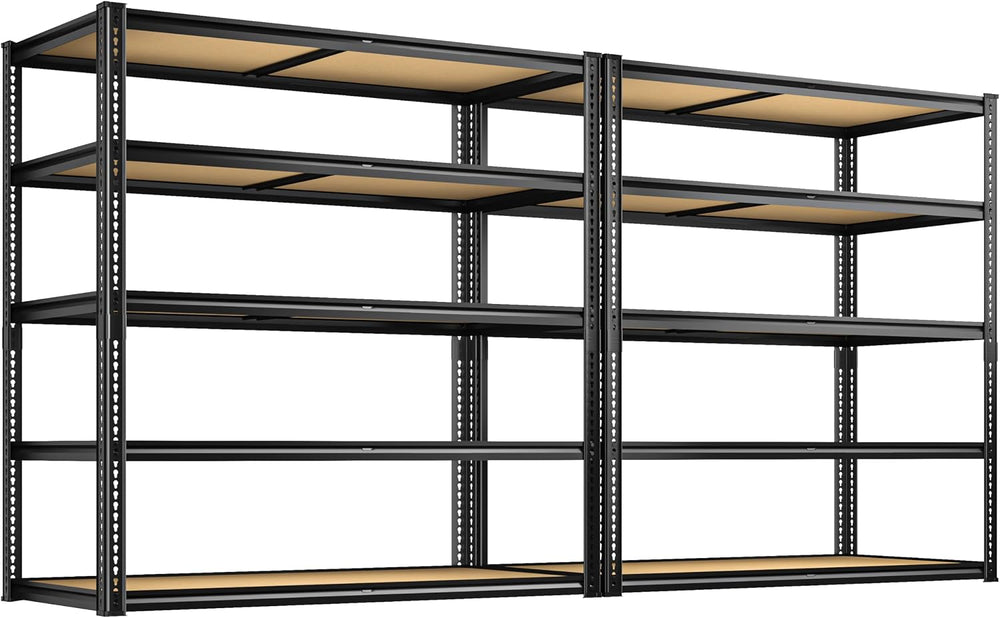 ROOMFAVE 2300LBS Storage Shelves Heavy Duty, 5 Tier, Black,2PCS