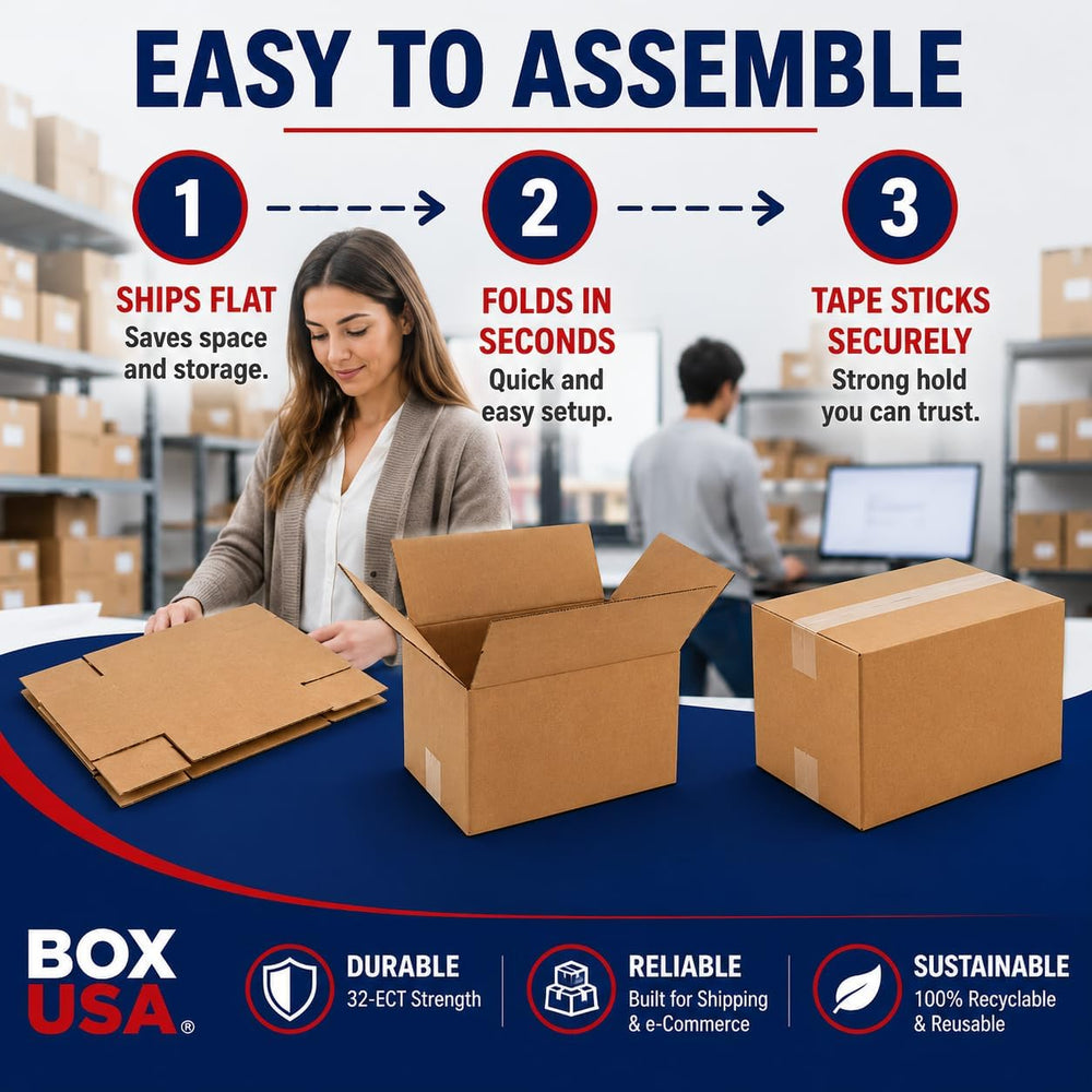 BOX USA Flat Boxes Holds 65lbs, 24x14x6 25-Pk for Shipping & Packing