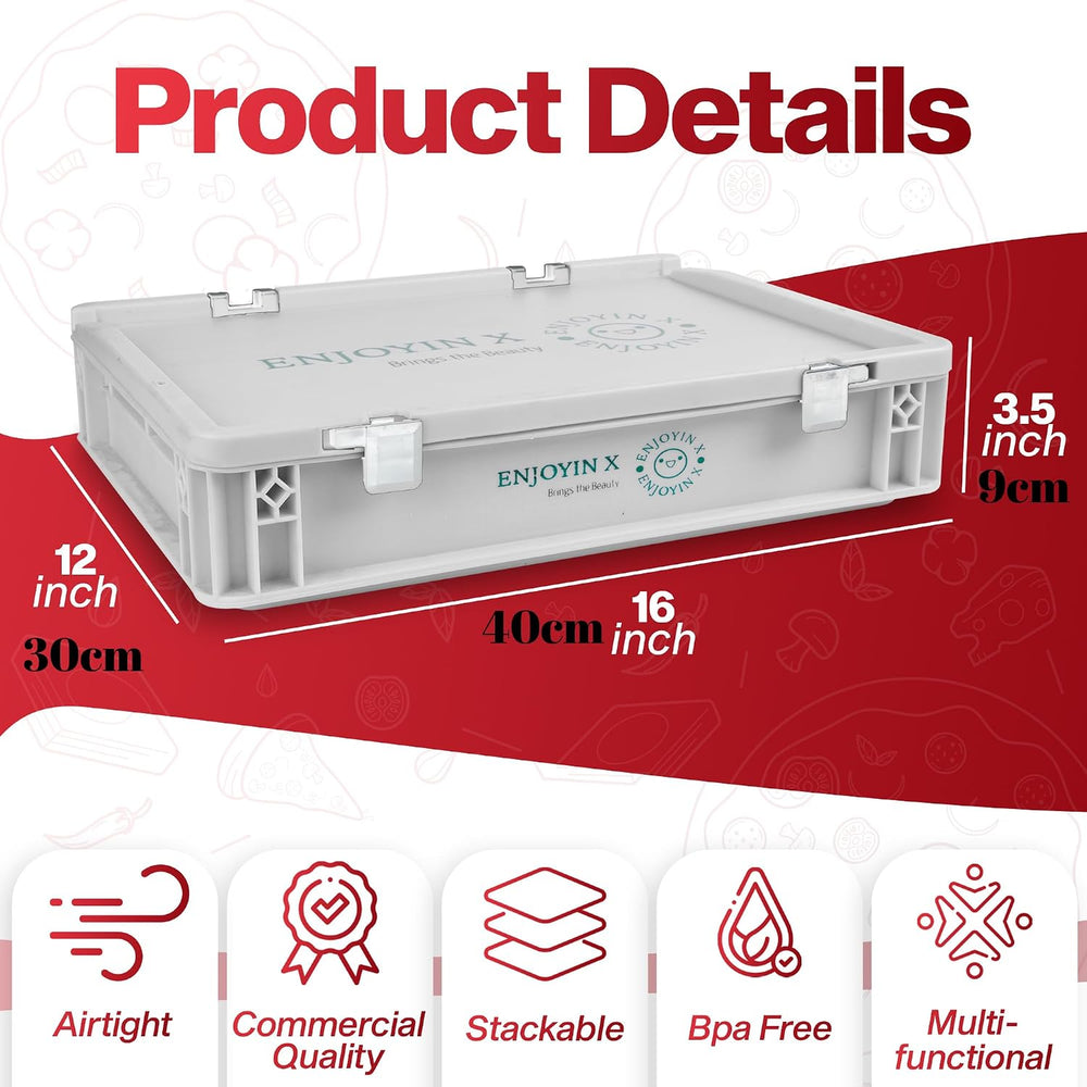 2-Pack Pizza Dough Proofing Box with Lid - Dough Tray & Proofing Containe...