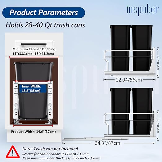 Insputer Dual Pull Out Trash Can Under Cabinet