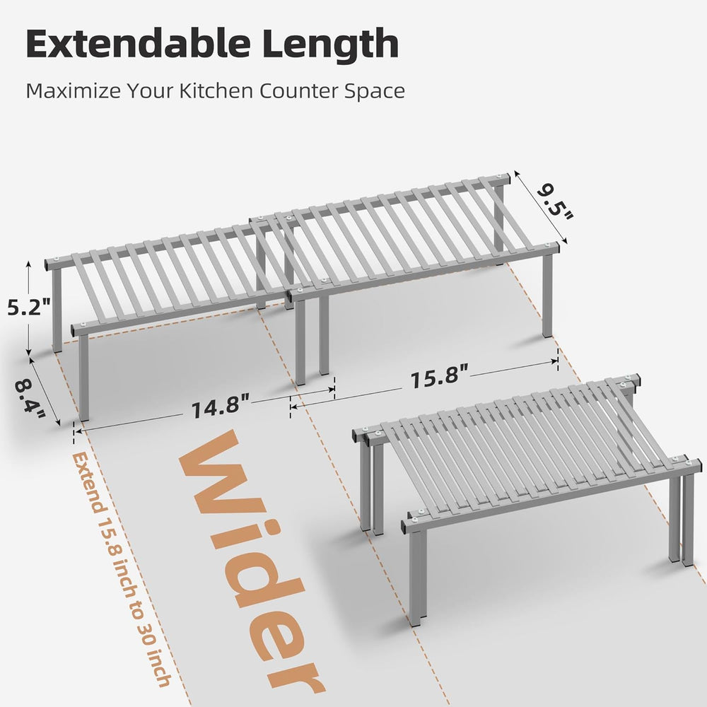 STORAGE MANIAC Expandable Cabinet Organizer Shelf, Set of 4, Gray