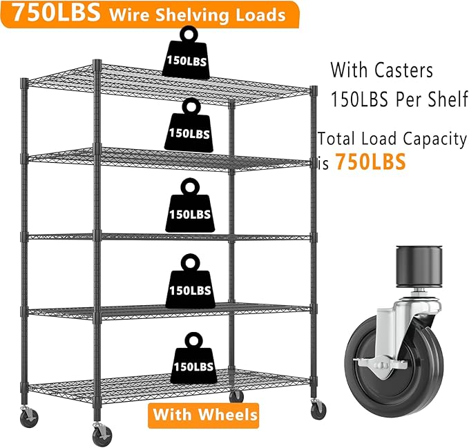 Himimi 5 Tier Wire Shelving