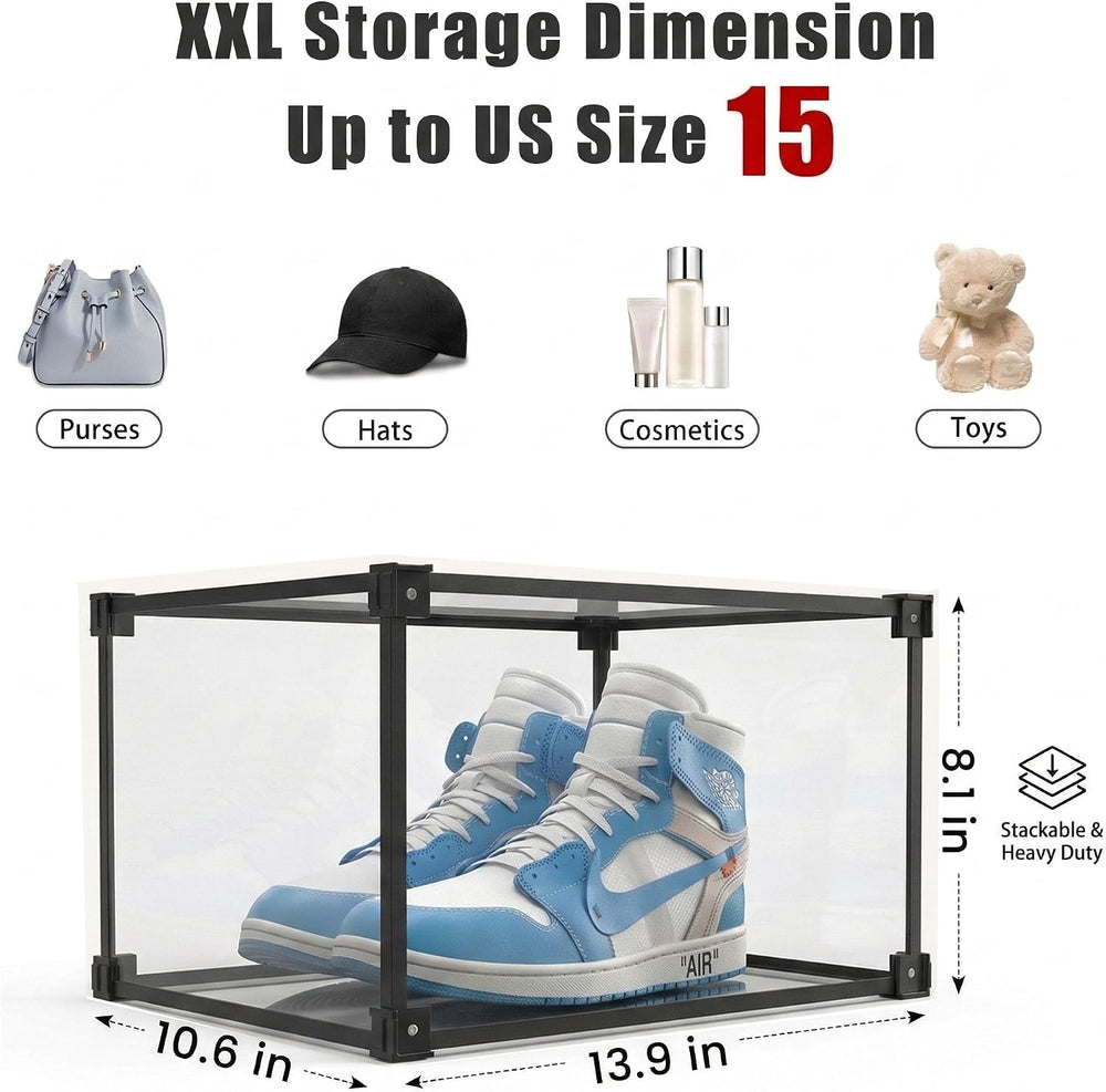 Magnetic Side Open Transparent Plastic Storage Shoe Box Clear Shoe Display Ca...
