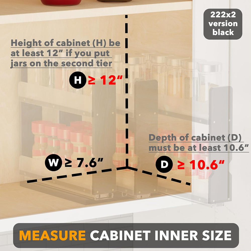 SpaceAid Bamboo Pull Out Spice Rack Organizer for Cabinet, Heavy Duty Slide O...