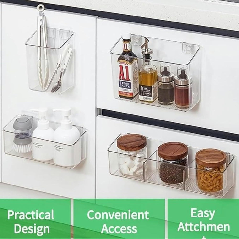 4 Pack Plastic Over Cabinet Door Organizer, Adhesive Mount Storage Organizer ...